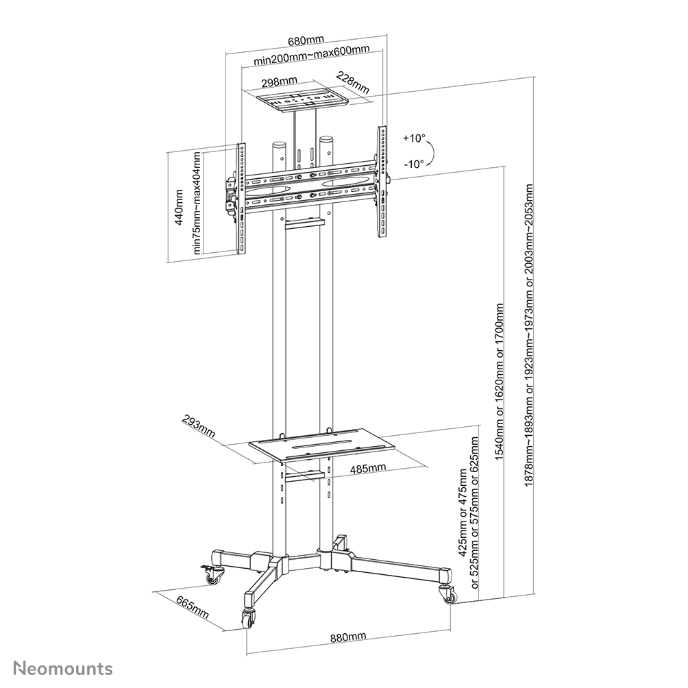 Neomounts PLASMA-M1700E TV-Trolley 32-70"